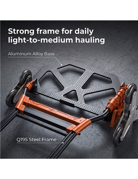 HOMCOM Heavy Duty Foldable Trolley on Wheels, Steel Folding Hand Truck, 75kg, Black and Orange - pic 211756 | FastDaddyshop