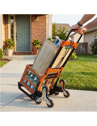 HOMCOM Heavy Duty Foldable Trolley on Wheels, Steel Folding Hand Truck, 75kg, Black and Orange