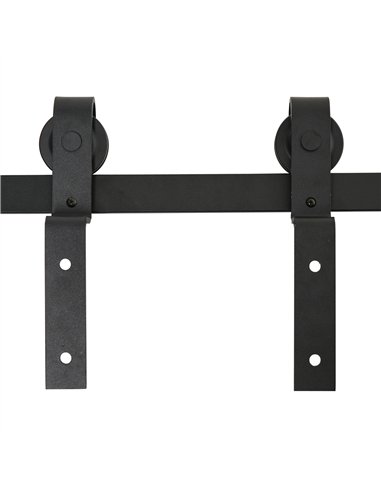 HOMCOM 6.6FT/200cm Sliding Barn Door Hardware Track Kit, 90kg Heavy Duty Carbon Steel Sliding Door Rail for 2 Doors, Black