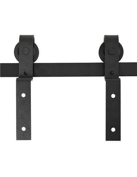 HOMCOM 6.6FT/200cm Sliding Barn Door Hardware Track Kit, 90kg Heavy Duty Carbon Steel Sliding Door Rail for 2 Doors, Black - pic 211801 | FastDaddyshop