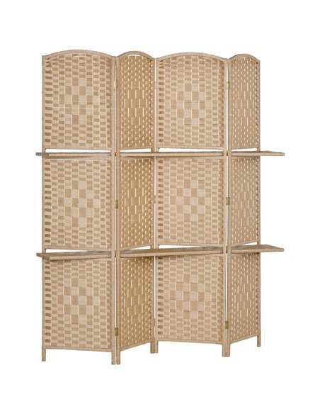 HOMCOM Freestanding Privacy Screen, 4 Panel Folding Room Divider for Living Room, Bedroom and Office, 160 x 170cm, Natural - pic 211813 | FastDaddyshop