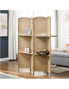 HOMCOM Freestanding Privacy Screen, 4 Panel Folding Room Divider for Living Room, Bedroom and Office, 160 x 170cm, Natural 2