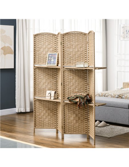 HOMCOM Freestanding Privacy Screen, 4 Panel Folding Room Divider for Living Room, Bedroom and Office, 160 x 170cm, Natural - pic 211814 | FastDaddyshop