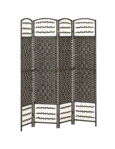 HOMCOM 4 Panel Folding Privacy Screen, Room Divider with Pine Wood Frame for Living Room and Office, Dark Grey - pic 211831 | FastDaddyshop