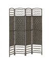 HOMCOM 4 Panel Folding Privacy Screen, Room Divider with Pine Wood Frame for Living Room and Office, Dark Grey