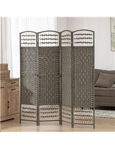 HOMCOM 4 Panel Folding Privacy Screen, Room Divider with Pine Wood Frame for Living Room and Office, Dark Grey 2