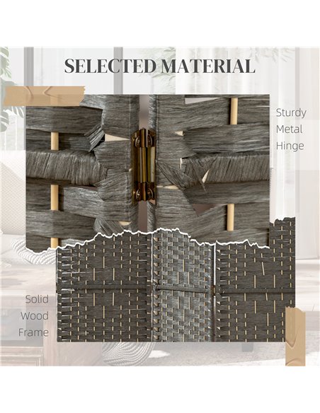 HOMCOM 4 Panel Folding Privacy Screen, Room Divider with Pine Wood Frame for Living Room and Office, Dark Grey - pic 211835 | FastDaddyshop