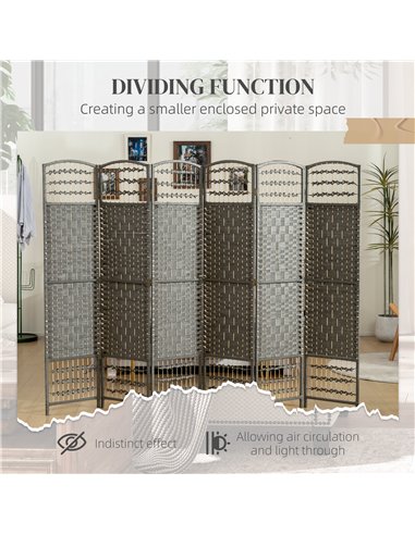 HOMCOM 4 Panel Folding Privacy Screen, Room Divider with Pine Wood Frame for Living Room and Office, Dark Grey