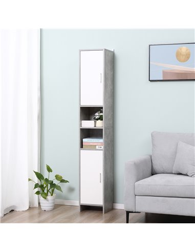 Kleankin Free-standing Tall Bathroom Storage Cabinet with 2 Cupboards, Grey