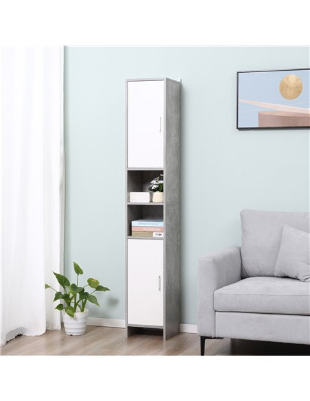 Kleankin Free-standing Tall Bathroom Storage Cabinet with 2 Cupboards, Grey - pic 21184 | FastDaddyshop