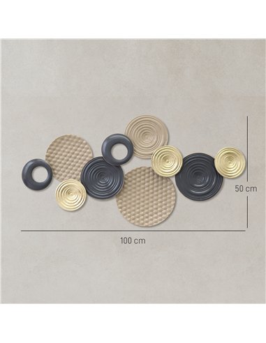 HOMCOM Metal Wall Art, Modern Hanging Wall Decor with Multi-Disc Design for Living Room Bedroom Dining Room