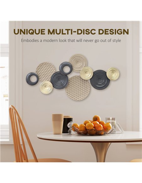 HOMCOM Metal Wall Art, Modern Hanging Wall Decor with Multi-Disc Design for Living Room Bedroom Dining Room - pic 211843 | FastDaddyshop
