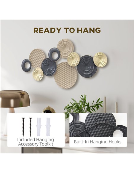 HOMCOM Metal Wall Art, Modern Hanging Wall Decor with Multi-Disc Design for Living Room Bedroom Dining Room - pic 211844 | FastDaddyshop