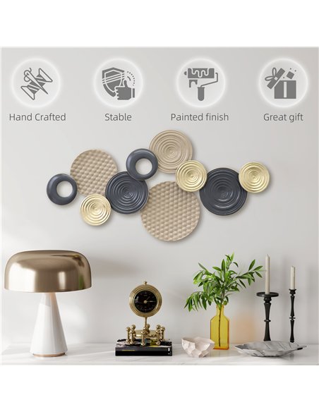 HOMCOM Metal Wall Art, Modern Hanging Wall Decor with Multi-Disc Design for Living Room Bedroom Dining Room - pic 211845 | FastDaddyshop