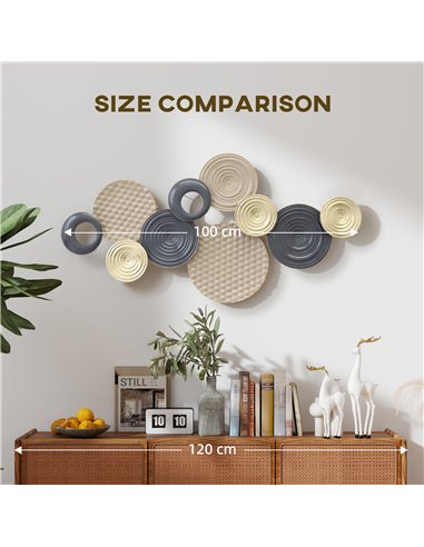HOMCOM Metal Wall Art, Modern Hanging Wall Decor with Multi-Disc Design for Living Room Bedroom Dining Room
