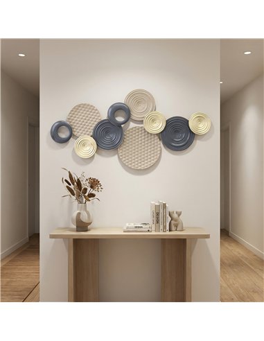 HOMCOM Metal Wall Art, Modern Hanging Wall Decor with Multi-Disc Design for Living Room Bedroom Dining Room