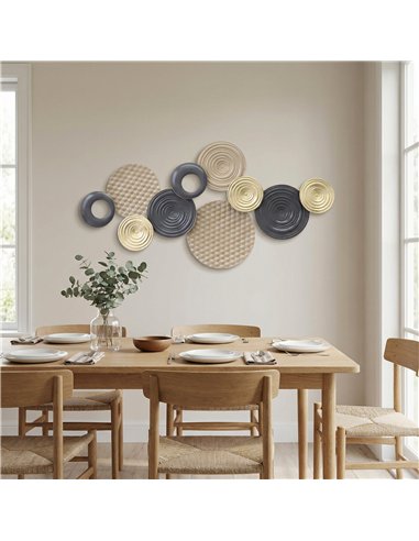 HOMCOM Metal Wall Art, Modern Hanging Wall Decor with Multi-Disc Design for Living Room Bedroom Dining Room