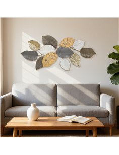 HOMCOM Metal Wall Art, Modern Hanging Wall Decor with Unique Leaf Design for Living Room Bedroom Entryway 2