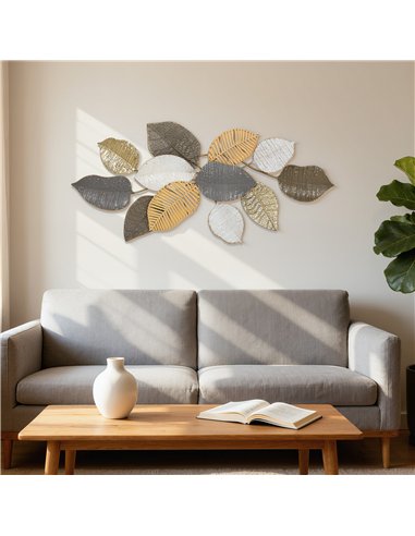HOMCOM Metal Wall Art, Modern Hanging Wall Decor with Unique Leaf Design for Living Room Bedroom Entryway