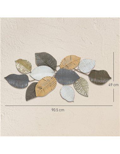 HOMCOM Metal Wall Art, Modern Hanging Wall Decor with Unique Leaf Design for Living Room Bedroom Entryway