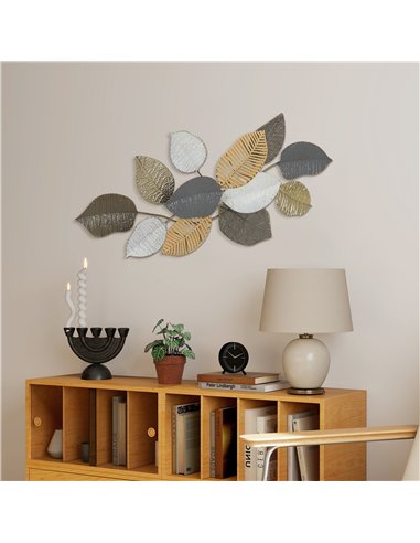 HOMCOM Metal Wall Art, Modern Hanging Wall Decor with Unique Leaf Design for Living Room Bedroom Entryway