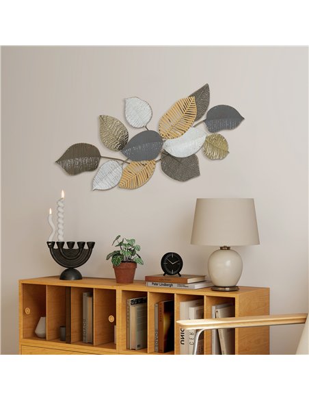 HOMCOM Metal Wall Art, Modern Hanging Wall Decor with Unique Leaf Design for Living Room Bedroom Entryway - pic 211856 | FastDaddyshop
