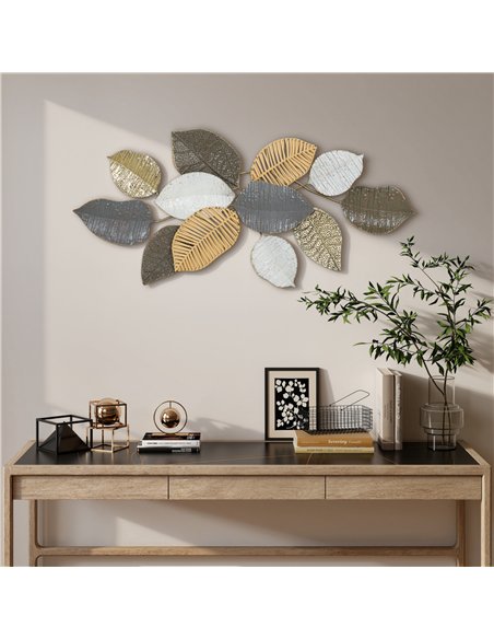 HOMCOM Metal Wall Art, Modern Hanging Wall Decor with Unique Leaf Design for Living Room Bedroom Entryway - pic 211857 | FastDaddyshop