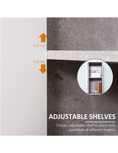 Kleankin Free-standing Tall Bathroom Storage Cabinet with 2 Cupboards, Grey - pic 21186 | FastDaddyshop