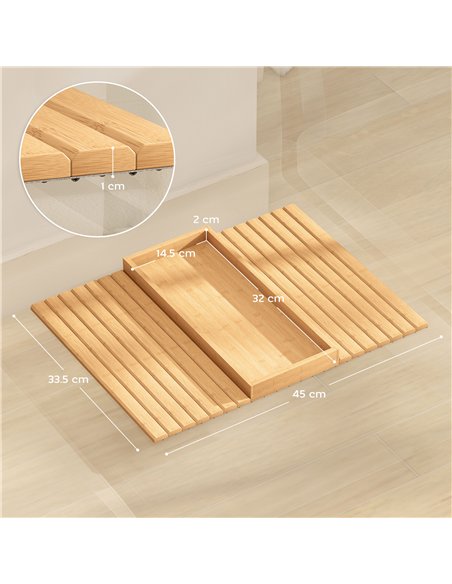 HOMCOM Bamboo Sofa Arm Tray, Foldable Anti-Slip Armrest Tray for Drinks and Snacks, Natural Wood Finish - pic 211860 | FastDaddyshop