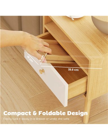 HOMCOM Bamboo Sofa Arm Tray, Foldable Anti-Slip Armrest Tray for Drinks and Snacks, Natural Wood Finish
