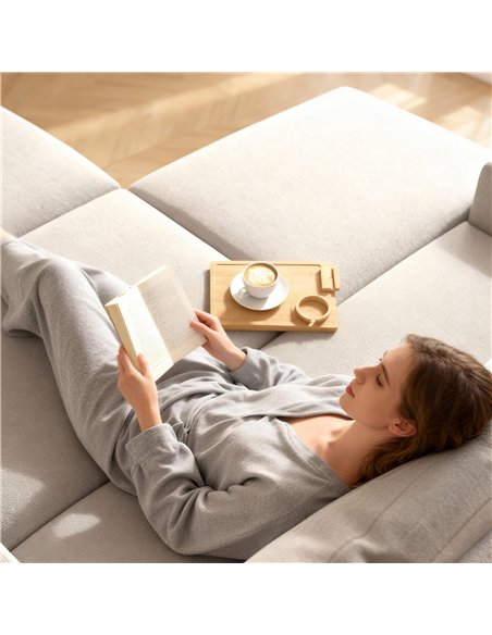 HOMCOM Anti-Slip Sofa Armrest Tray, Bamboo Sofa Arm Tray with 360° Phone Holder and Removable Cup Holder, Natural - pic 211875 | FastDaddyshop