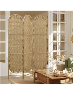 HOMCOM Freestanding Privacy Screen, 3 Panel Folding Room Divider for Living Room, Bedroom and Office, Natural Wood Finish 2