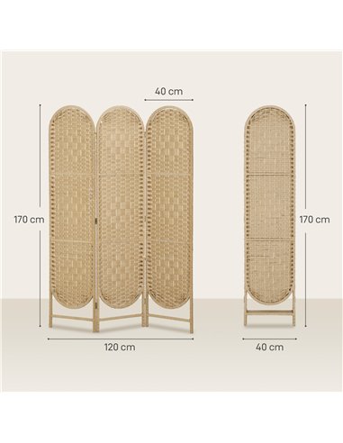 HOMCOM Freestanding Privacy Screen, 3 Panel Folding Room Divider for Living Room, Bedroom and Office, Natural Wood Finish