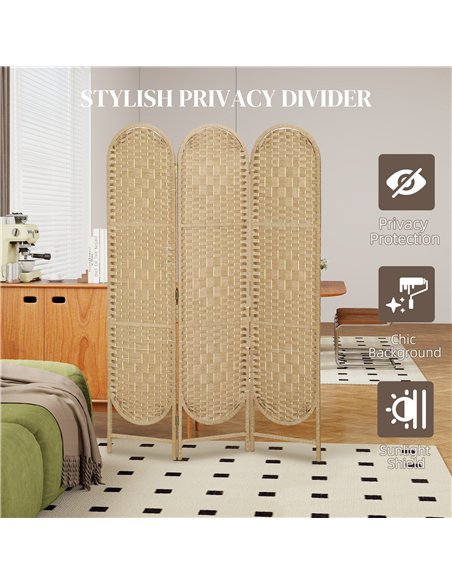 HOMCOM Freestanding Privacy Screen, 3 Panel Folding Room Divider for Living Room, Bedroom and Office, Natural Wood Finish - pic 211879 | FastDaddyshop