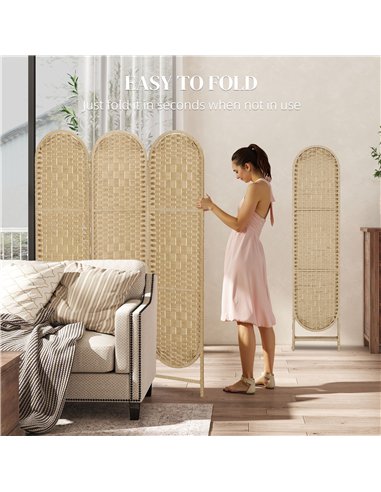 HOMCOM Freestanding Privacy Screen, 3 Panel Folding Room Divider for Living Room, Bedroom and Office, Natural Wood Finish