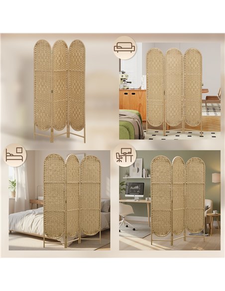 HOMCOM Freestanding Privacy Screen, 3 Panel Folding Room Divider for Living Room, Bedroom and Office, Natural Wood Finish - pic 211883 | FastDaddyshop