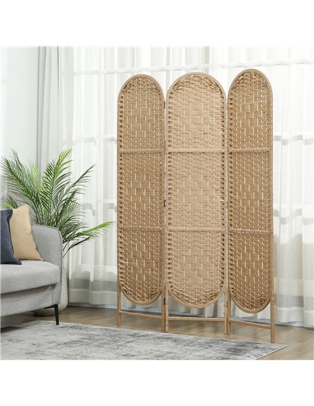 HOMCOM Freestanding Privacy Screen, 3 Panel Folding Room Divider for Living Room, Bedroom and Office, Natural Wood Finish - pic 211884 | FastDaddyshop