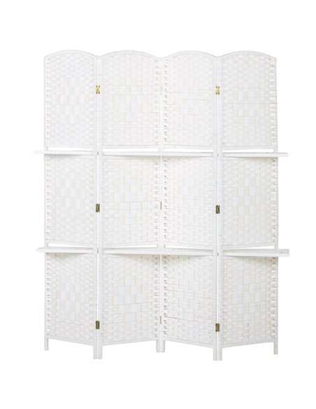 HOMCOM Freestanding Privacy Screen, 4 Panel Folding Room Divider for Living Room, Bedroom and Office, 160 x 170cm, White - pic 211885 | FastDaddyshop