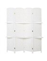 HOMCOM Freestanding Privacy Screen, 4 Panel Folding Room Divider for Living Room, Bedroom and Office, 160 x 170cm, White
