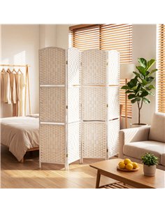 HOMCOM Freestanding Privacy Screen, 4 Panel Folding Room Divider for Living Room, Bedroom and Office, 160 x 170cm, White 2