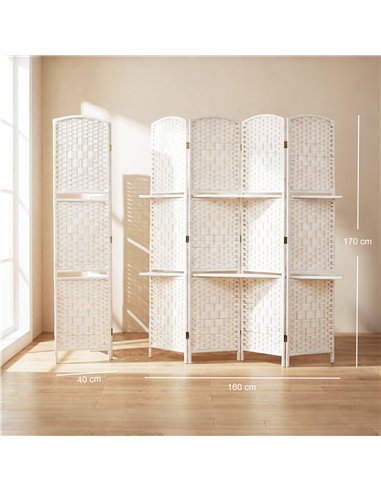 HOMCOM Freestanding Privacy Screen, 4 Panel Folding Room Divider for Living Room, Bedroom and Office, 160 x 170cm, White
