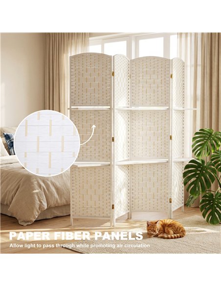 HOMCOM Freestanding Privacy Screen, 4 Panel Folding Room Divider for Living Room, Bedroom and Office, 160 x 170cm, White - pic 211890 | FastDaddyshop