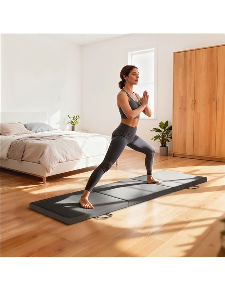 HOMCOM Gymnastics Mat, Tri-Fold Crash Exercise Pad, 6FT 2" Thick Foldable Workout Mat with Handles for Home Training, Grey - pic 211895 | FastDaddyshop