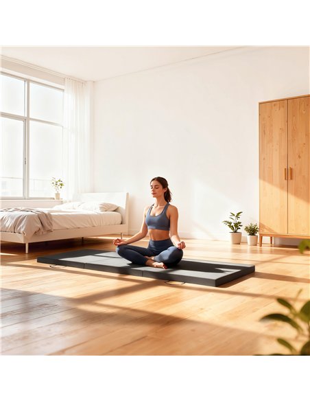 HOMCOM Gymnastics Mat, Tri-Fold Crash Exercise Pad, 6FT 2" Thick Foldable Workout Mat with Handles for Home Training, Grey - pic 211899 | FastDaddyshop