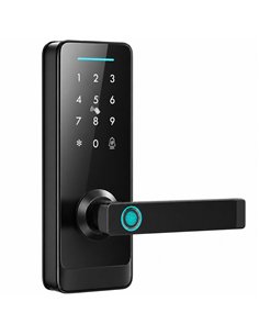 HOMCOM Smart Door Lock, 5-in-1 (Fingerprint/Passcode/Bluetooth APP/NFC Card/Key), Built-in Doorbell, Keyless Electronic Lock