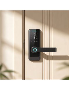 HOMCOM Smart Door Lock, 5-in-1 (Fingerprint/Passcode/Bluetooth APP/NFC Card/Key), Built-in Doorbell, Keyless Electronic Lock 2