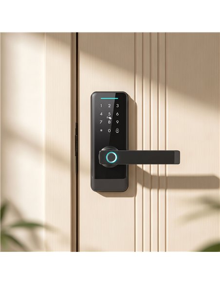 HOMCOM Smart Door Lock, 5-in-1 (Fingerprint/Passcode/Bluetooth APP/NFC Card/Key), Built-in Doorbell, Keyless Electronic Lock - pic 211904 | FastDaddyshop