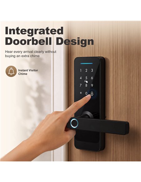 HOMCOM Smart Door Lock, 5-in-1 (Fingerprint/Passcode/Bluetooth APP/NFC Card/Key), Built-in Doorbell, Keyless Electronic Lock - pic 211909 | FastDaddyshop
