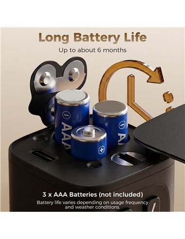 HOMCOM Smart Door Cylinder, 5-in-1 (Fingerprint Biometrics/Passcode/APP/NFC Card/Key), Shared Access, Bluetooth Cylinder