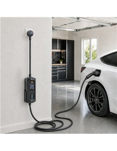HOMCOM EV Charger Type 2 to 3 Pin Plug, 10 m, 2.8 kW, 6-13 A, Electric Car Charger Type 2 Charging Cable w/ 1-12 h Time Delay